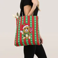 Christmas Teddy Bear Holiday Gift Tote Bag