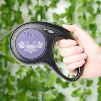 Whimsical Purple Personalized Retractable Pet Leash