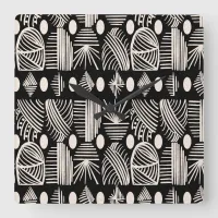 Caribbean Tribal Mudcloth: Black, White, Square Wall Clock