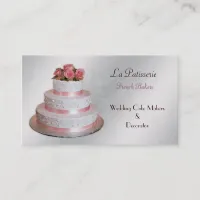 silver pink Wedding Cake makers business Cards