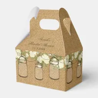 burlap roses mason jar bridal shower favor box