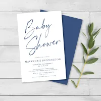 Budget Blue Simple Script Baby Boy Shower FLYER