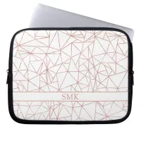 Girly Rose Gold Foil Triangular Geometric Monogram Laptop Sleeve