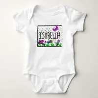 Isabella Girl's Name, Whimsical Art   Baby Bodysuit