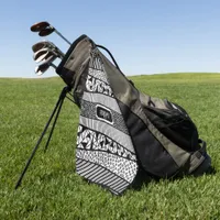 Modern pattern in black and white, personalizable  golf towel