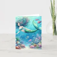 Coastal Under the Sea Mermaid Thank You Card