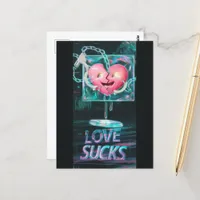 Frozen Heart Love Sucks AntiValentine Glitch Art Postcard