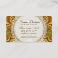 Golden Retro Groovy Swirls w. logo Business Card