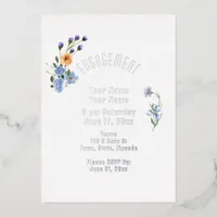 Boho Watercolor Wildflower Foil Engagement  Foil Invitation