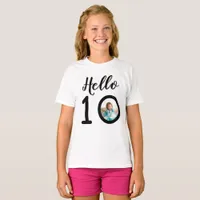 Hello 10 Personalized Photo 10th Birthday Kids’ T-Shirt