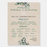 Blush Sage Floral Wedding Program Foam Board
