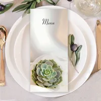 Green Succulent on White Wedding Menu