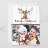 Rustic Red Christmas Deer Ornaments Holiday Photo