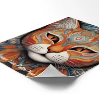 Mystic Boho Feline Mandala Poster