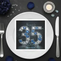 Opulent Sapphire Diamond 35th Birthday Party Napkins