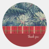 Crimson & Evergreen Christmas Wedding Classic Round Sticker