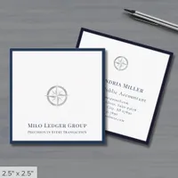 Simple Elegant Navy Blue Border Square Business Card