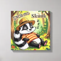 Snoring Skunk | Cute Cartoon Kid's Nursery Art Canvas Print