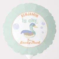 One Lucky Duck &  Bubbles First Birthday Pastel  Balloon