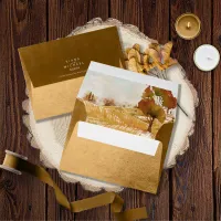 Watercolor Landscape Wedding Autumn Gold ID786 Envelope