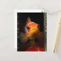 Goldfish in a Blue Box on a Red Pillow Postcard