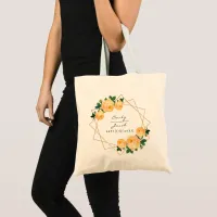 Orange Floral Wed Elegant Gold Glitter Geometric Tote Bag