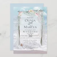 Wedding | Elegant Seaside Driftwood Tulle Arbor Invitation