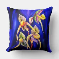 Blue orchids  painting throw pillow