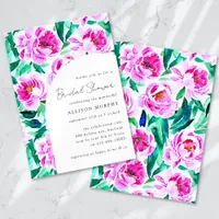 Pink Peonies Floral Bridal Shower Invitation