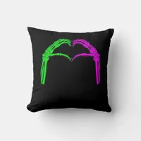 Skeleton Hands Heart Sign Retro Halloween Vintage  Throw Pillow