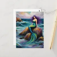 Mermaid Sitting on a Rock Postcard