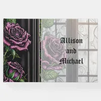 Purple roses by the window - gothic style wedding  guest book