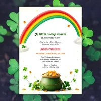 A Little Lucky Charm Rainbow Baby Shower Invitation