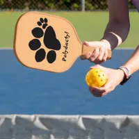 Pickleball Paddle - Polydactyl Pawprint on Tan