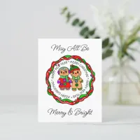 Merry Christmas | Happy New Year | Gingerbread Man Holiday Postcard