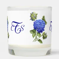 Blue Hydrangea Flower Botanical Art Personalized Scented Candle