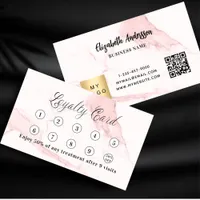 Pink marble qr code corporate logo loyalty card