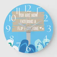 Entering a Flip Flop Zone Beach Blue Thongs Design Large Clock