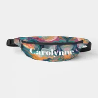 Abstract Swirl Pattern White Text Fanny Pack