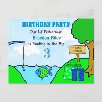 Gone Fishing Little Boy's Birthday Invitations