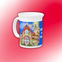 Cottagecore Cozy & Cute colorful on blue | Beverage Pitcher