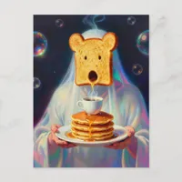 Surreal Breakfast Toast Pancakes and Coffee  Postcard