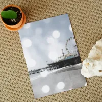 Santa Monica Pier Grey Sparkles Photo Edit Postcard