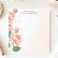 Elegant Pink Roses Floral Personalized Name Notepad