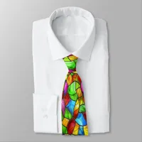 Bright Stained Glass Mosaic Neck Tie