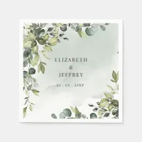 Elegant Boho Greenery Eucalyptus Wedding Napkins