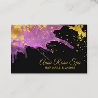 *~* Gold Bold Abstract Pink Watercolor Luxe Business Card