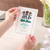 Retro Disco Queens Birthday Party Photo Vellum Invitations