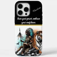 A warrior woman with a majestic tiger in harmony iPhone 16 pro max case