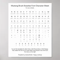 Mustang Brush Swashes Font Glyph Sheet Poster